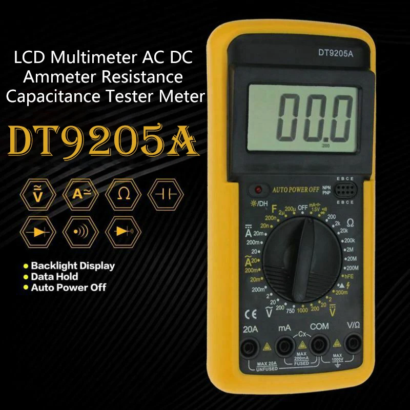 

Junejour LCD Multimeter AC DC Ammeter Resistance Capacitance Tester Meter