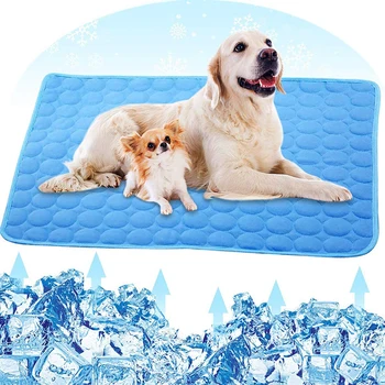 

Dog Summer Cooling Mat 2 Size Pet Ice Pad Cool Cold Silk Moisture-Proof Cooler Sofa Mats Portable Tour Sleeping Pet Accessories