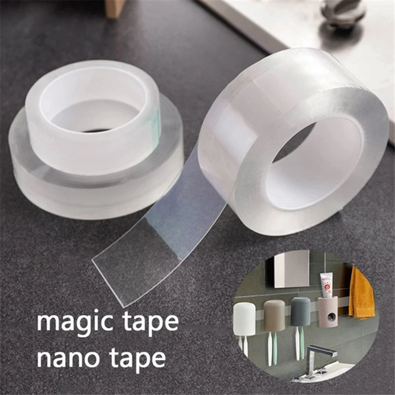 Transparent Magic nano-tape Washable Reusable Double-Sided tape Adhesive Nano Traceless Sticker Removable Universal hook up