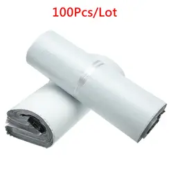 Lot de 100 enveloppes plastique fermeture automatique, blanc, gris, no, sacs de rangement de courrier adhésifs auto scellantes, sacs de livraison de courrier 