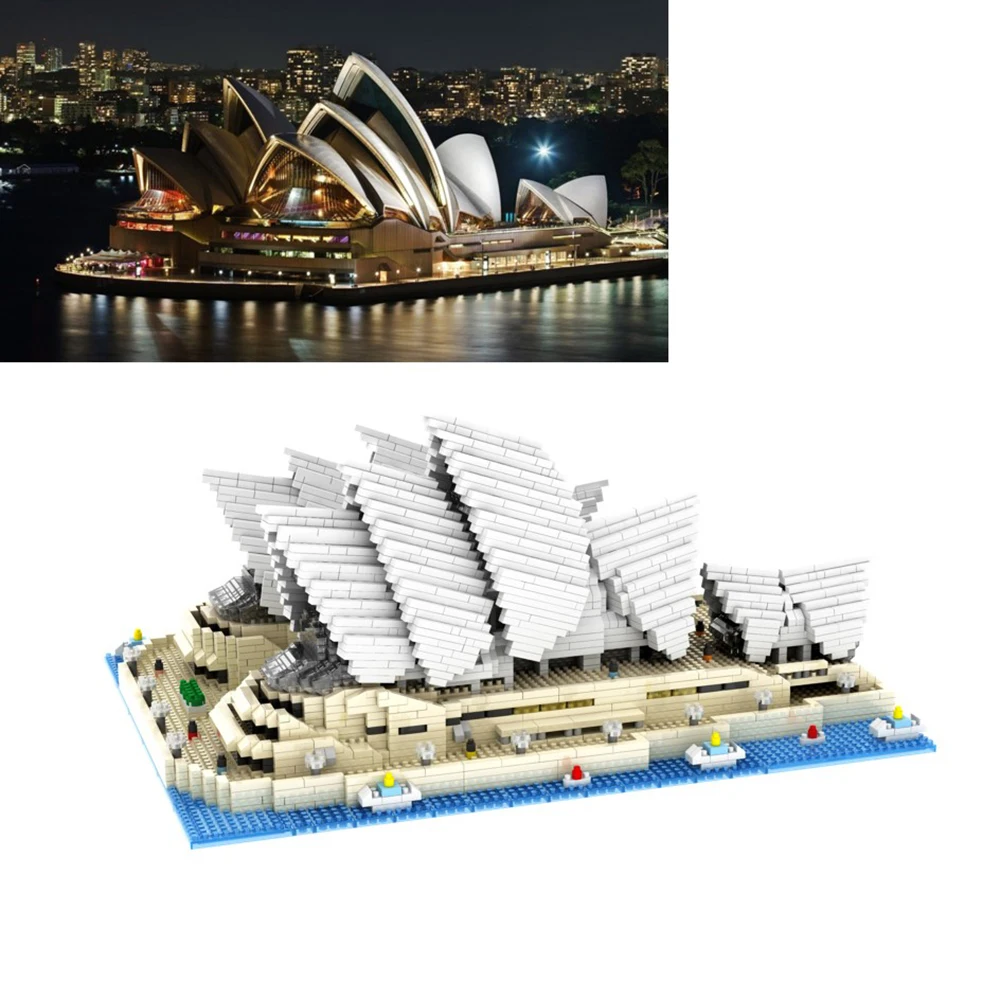 Город международно известная архитектура Сидней опера 3D Модель со стразами Мини DIY строительные блоки игрушки образовательные подарки