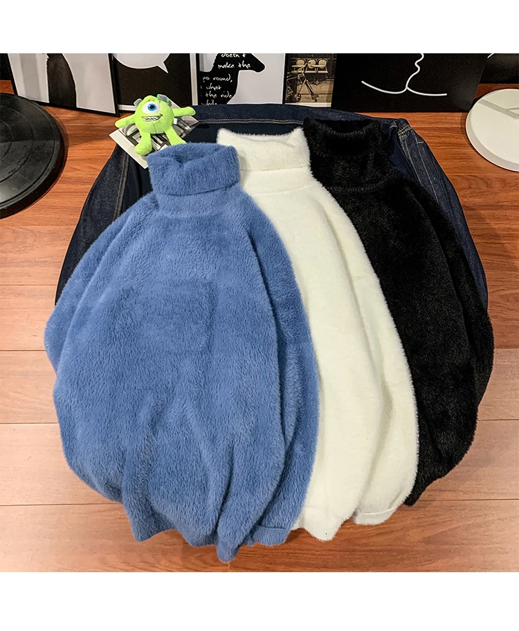 Winter Thick High Collar Sweater Men's Warm Fashion Solid Color Casual Knit Pullover Men Knitting Sweaters Male Sweter Clothes