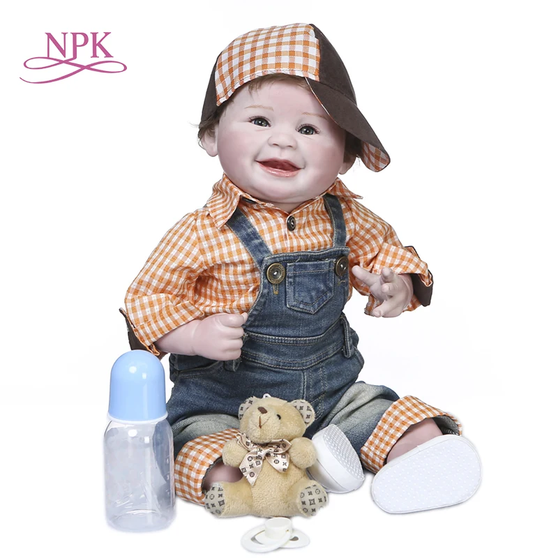 NPK 55 см смайлик счастливый ребенок кукла реборн bebe Мальчик Мягкая настоящая на
