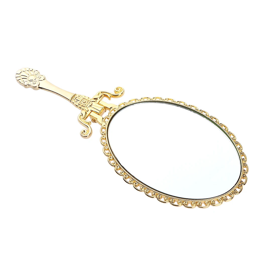 Foldable Makeup Mirror Oval Hand Held Mirror With Handle For Ladies Dresser