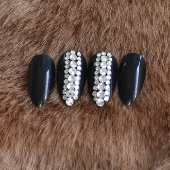 

Fashion Full diamond classic fashion lady candy color crystal diamond fake nails 24pcs black