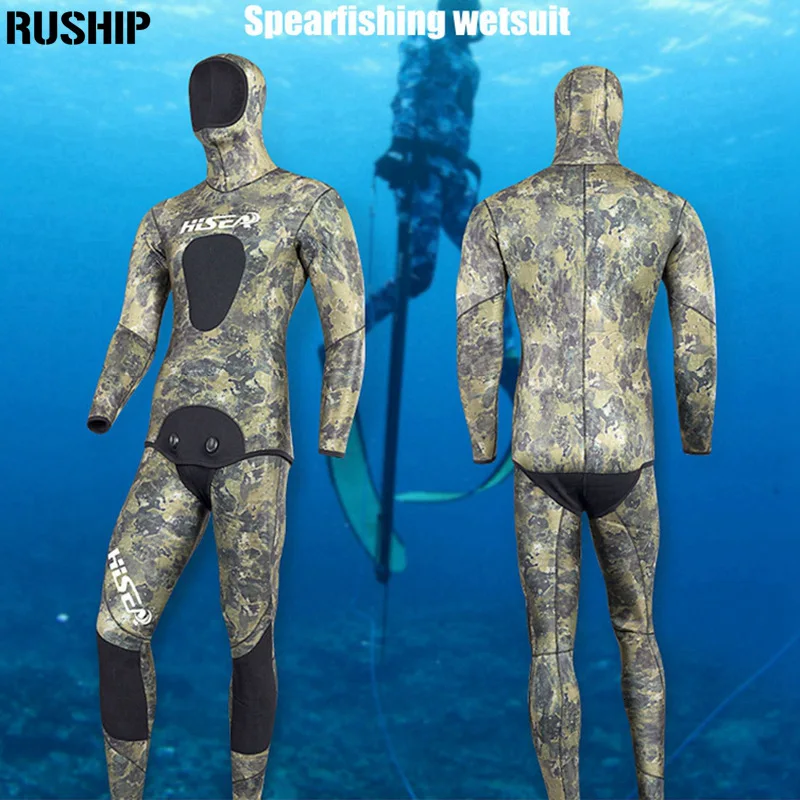 Men Professional 5mm 7mm for Taiwan YAMAMOTO Neoprene Spearfishing Suits Available Hooded Sealed two piece Diving Dry Wetsuits