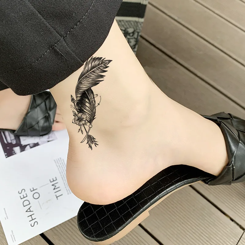 Sexy Butterfly Owl Feather Flower Leaves Temporary Tattoos Body Art Arm Legs Sticker Fake Black Rose Waterproof Tattos temporary tattoos