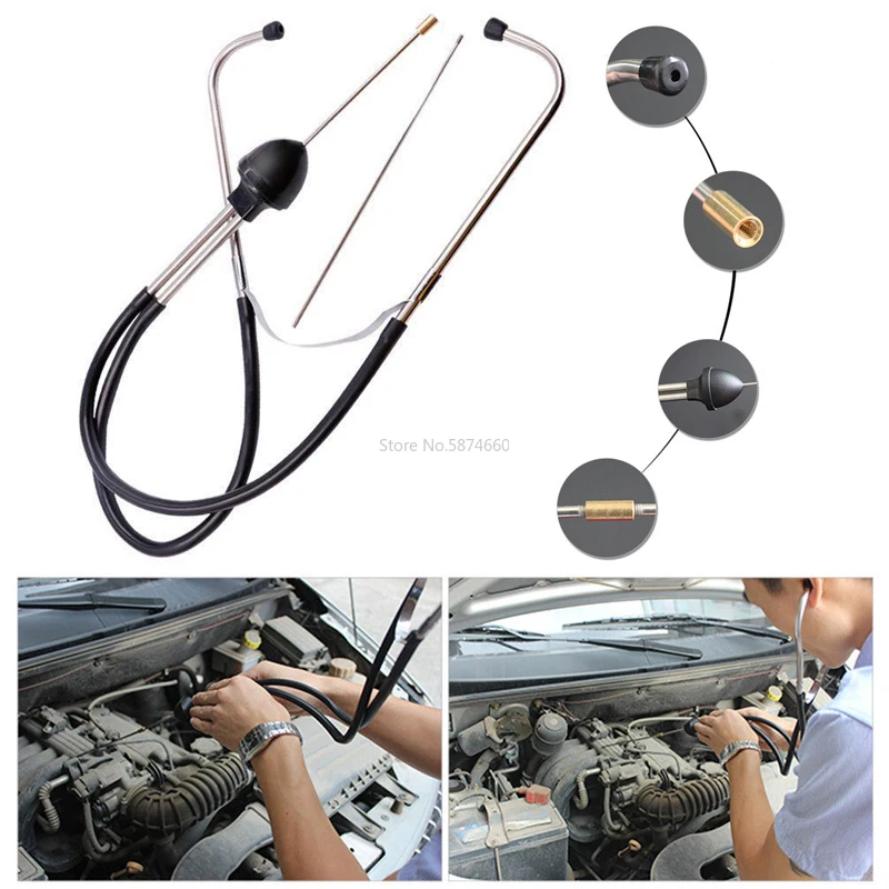 

22+8cm Mechanics Cylinder Stethoscope Car Engine Block Diagnostic Automotive Hearing Tools Anti-shocked Durable Chromed-steel
