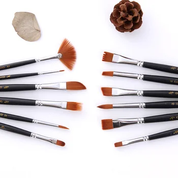 

12Pcs/Set Makeup Brush Kit Soft Synthetic Head Wood Handle Brushes Fan Flat Brush Set For Women Eyeshadow Facial Make Up