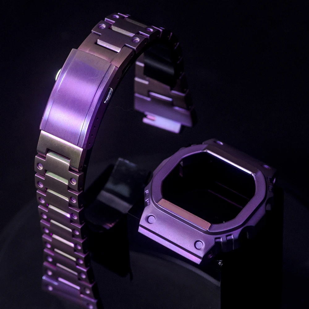 Супер светильник набор фиолетовых часов из титанового сплава DW5600/5610 безель/Чехол