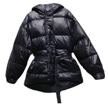 

2020 Winter Ultra Light Women Down Jacket Warm White Duck Down Jacket Hooded Down Parka Female Autumn Jacket Outerwear With Belt
