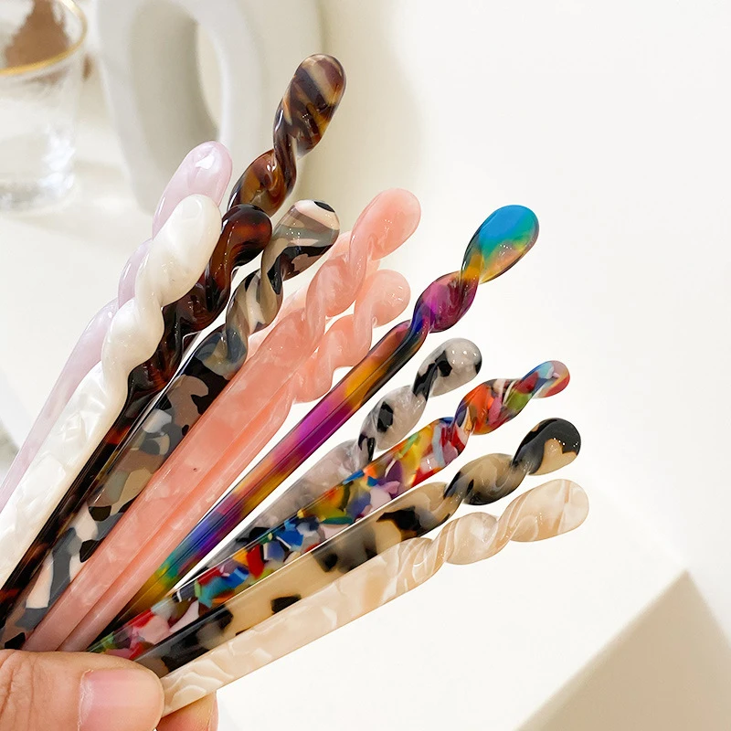 Fashion Chinese Style Hair Sticks Vintage Acetate Chopstick Women Hairpins Hair Clips Pins Wedding Jewelry Accessories