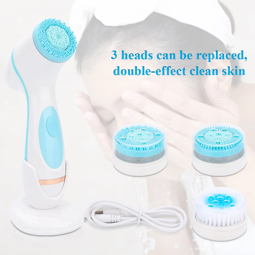 

Electric Face Cleansing Brush Facial Pore Cleaner Silicone Waterproof Skin Care Washing Massage Brush Remove Blackhead Grease