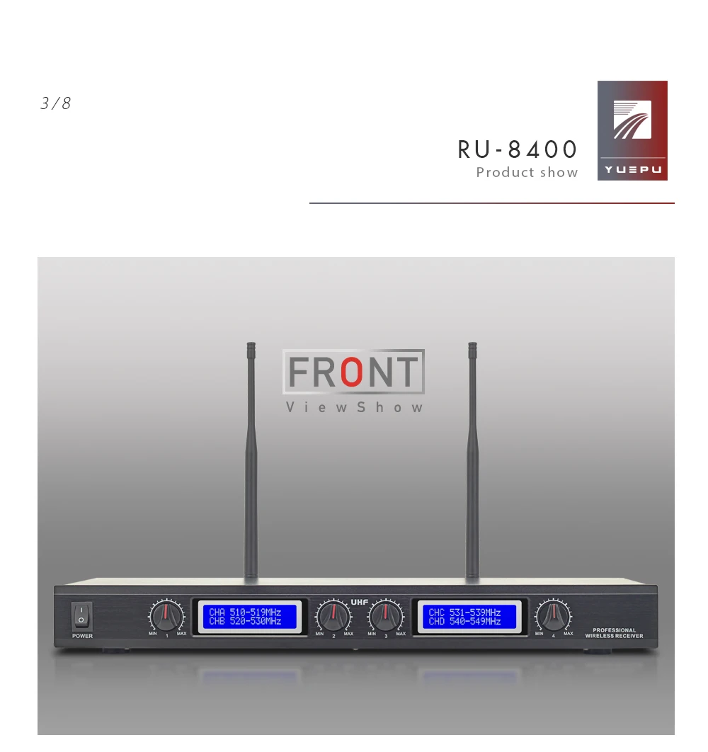 YUEPU RU-8400 Профессиональный UHF Регулируемый выбор беспроводной карманный микрофон системы 4 канала