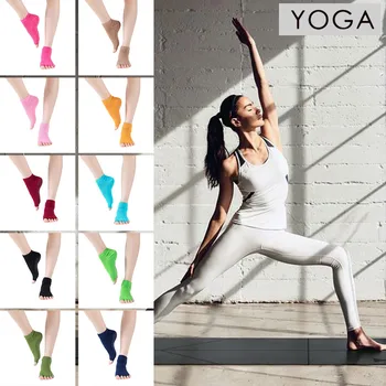 

New Half Toe Ankle Grip Short Backless Pilates Women Dance Socks Non Slip Toe Socks Full Grip Five Finger Meias