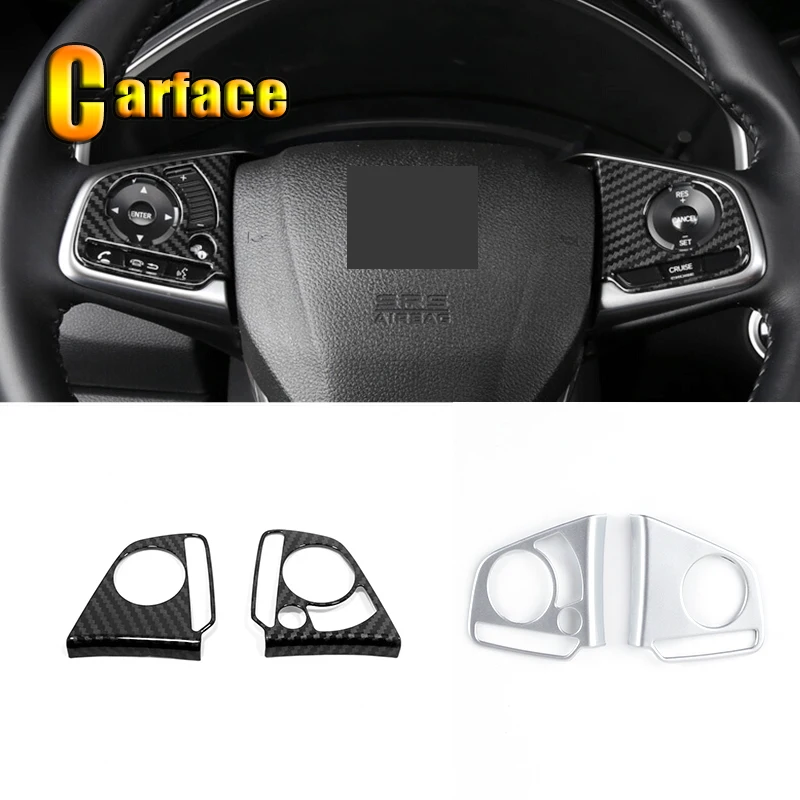 

For Honda CR-V CRV 2017 2018 accessories ABS Carbon fiber Car Steering wheel Button frame Cover Trim Sticker Car styling 2pcs