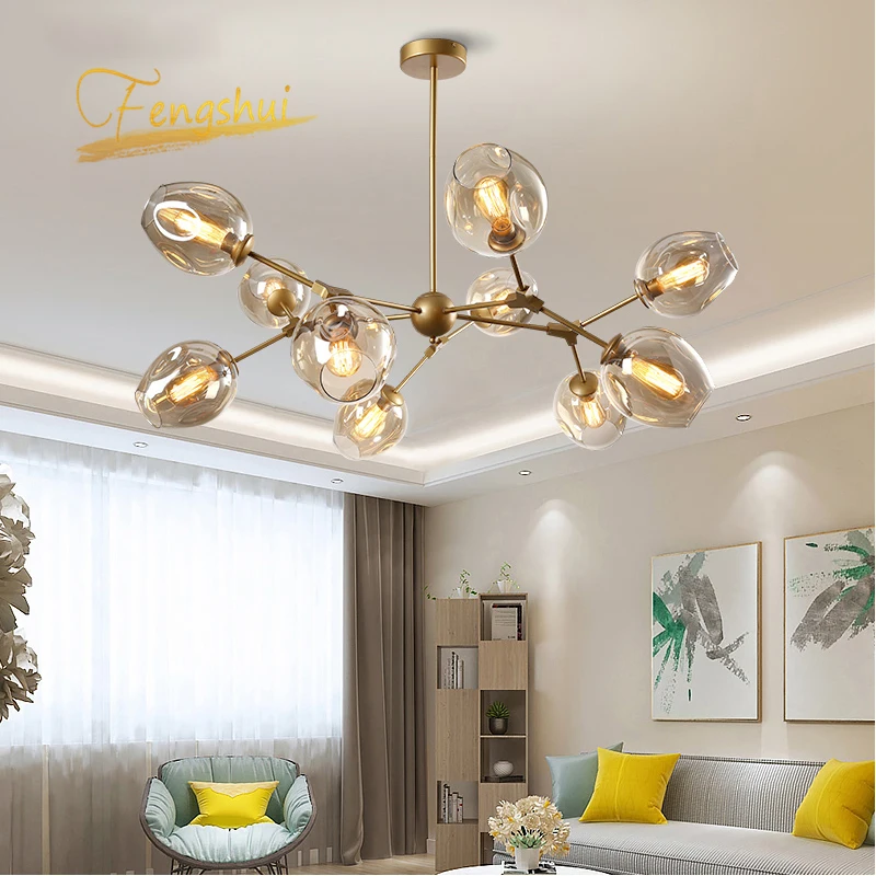 

Nordic Glass LED Chandelier Lighting LOFT Pendant Lamp Living Room Bedroom Chandeliers Ball Kitchen Fixtures Lustre Luminaire