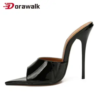 

Heel Slippers Fashion Mules Fetish Extreme High Heels SM Cross Dresser Gay Homosexual Plus Size 48 Sexy Pointed Toe Unisex Shoes