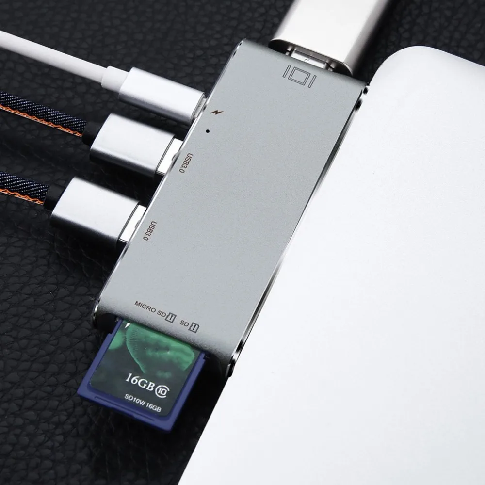 YC204 алюминиевый сплав type-C концентратор USB 3,0 type-C 4K видео HD выход TF кардридер usb-c концентратор адаптер для Apple MacBook
