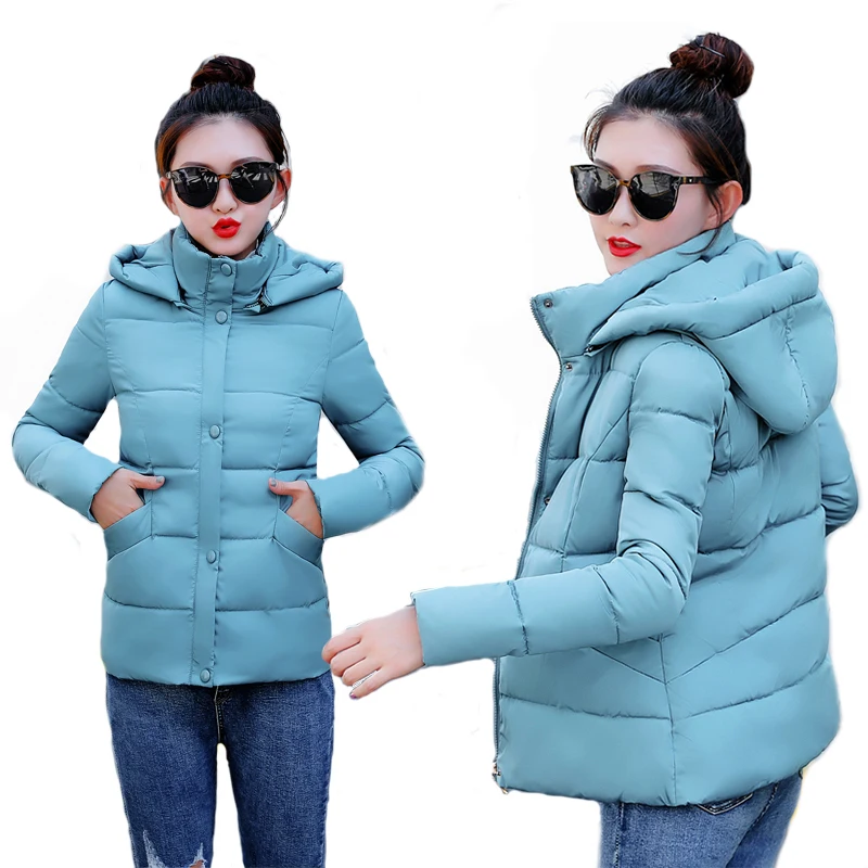 

2018 warm Winter Jacket Women Hooded plus size Thicken Short Parkas Outwear Bread Slim Style warm Winter Coat women
