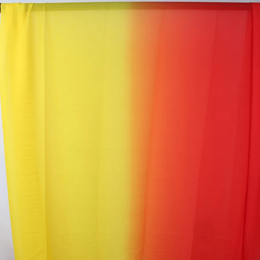 Yellow to Red Оттенок шифон Омбре материал 2 тон 100D шифон градиент tissu Струящаяся Ткань вечернее платье для свадебных платьев - Цвет: Yellow to Red