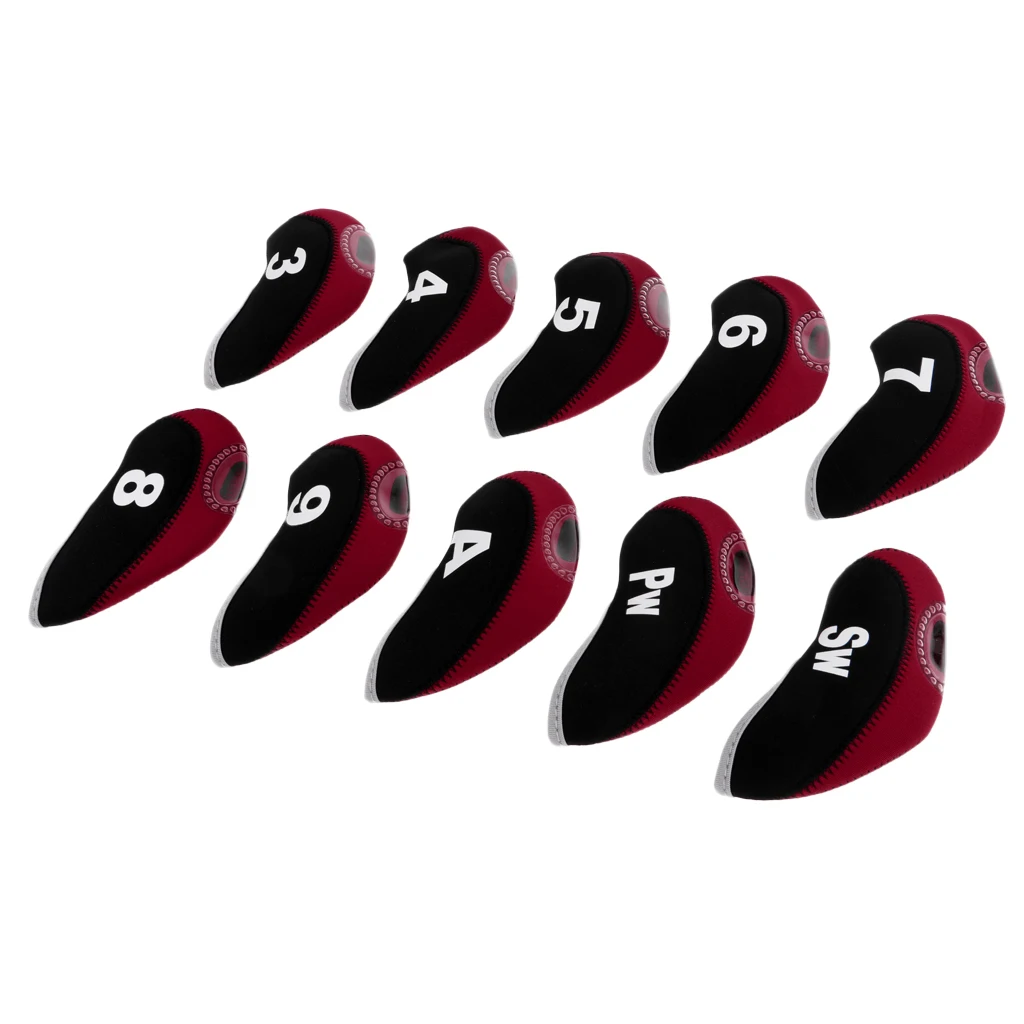 10pcs/pack Neoprene Golf Club Headcover Wedge Iron Cover Protactive Two-tone Transparent hole Easy to Distinguish