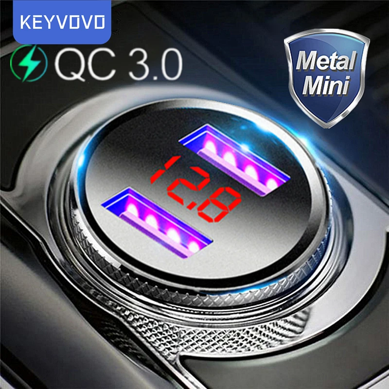 Compra Cargador USB doble para coche, pantalla LED Digital de Metal QC 3,0, Cargador rápido para teléfono móvil, Cargador Usb para iPhone, Samsung, Xiaomi, Huawei ezYoMnykoRx