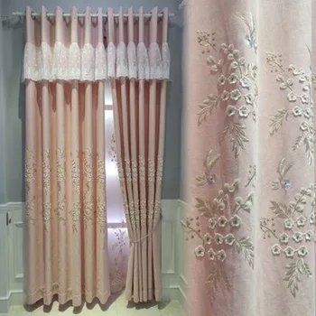 

Modern Curtains for Living Room Bedroom Thickened Chenille Relief Embroidery Curtains Pink Blue Finished Product Customization