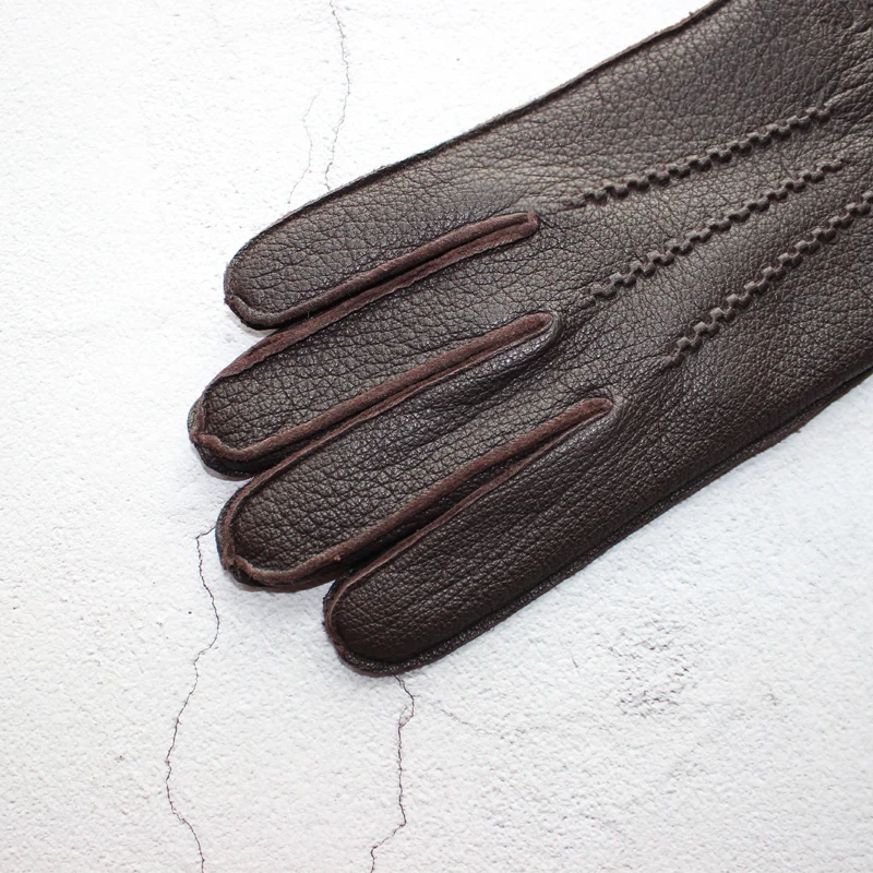 Leather Gloves Warm Gloves Male Gloves Deerskin Wool Knitted Lining Motorcycle Riding Driving Autumn Winter