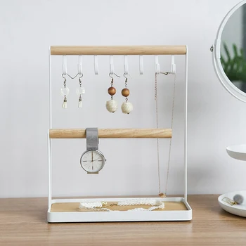 

Jewelry Display Double Row Hook Rack Home Shelf Furniture Rack Necklace Bracelet Earrings Storage Display Rack