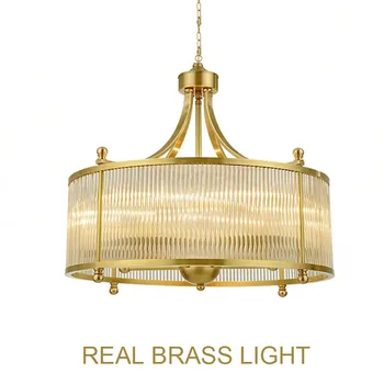 

Copper Chandelier Light LED Hanging Light Fixture American Crystal for Dinning Living Room Bedroom Brass Modern LED Bulbs E14 AC