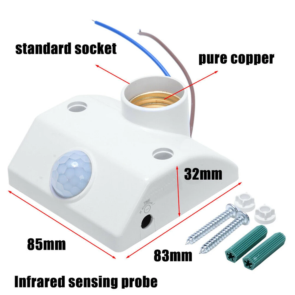 Светодиодный светильник E27 детектор движения Автоматический инфракрасный PIR датчик движения настенный светильник держатель гнездо переключатель инструмент