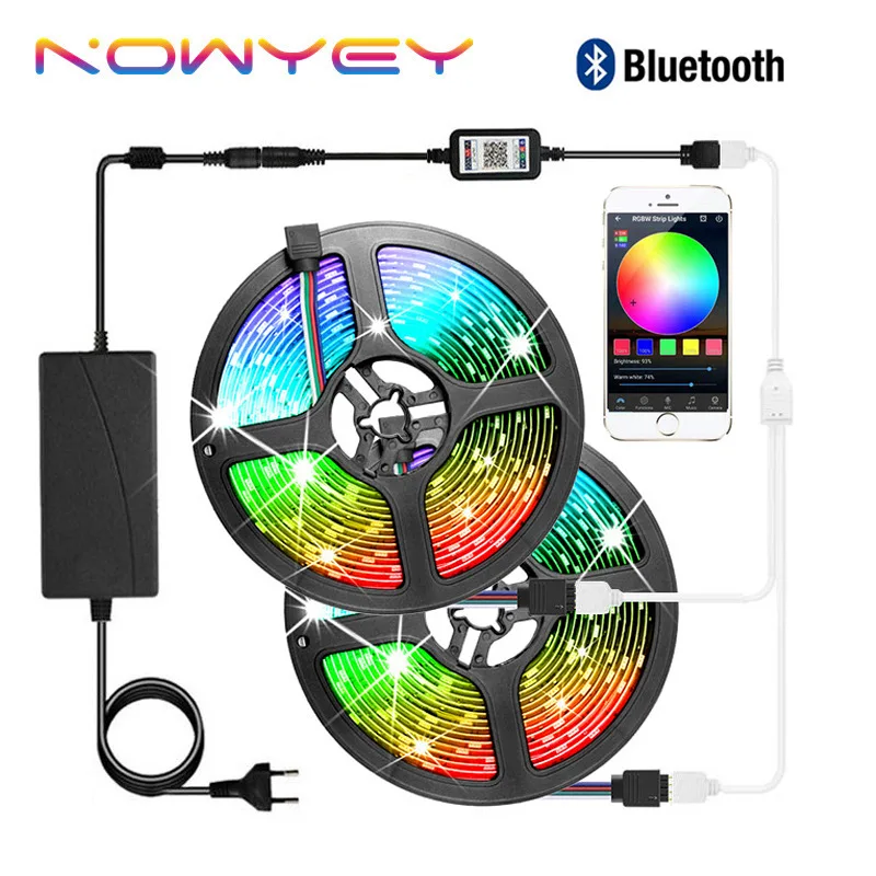 NOWYEY Светодиодная лента RGB 5 м 10 15 водонепроницаемая светодиодная Strip12V Bluetooth пульт