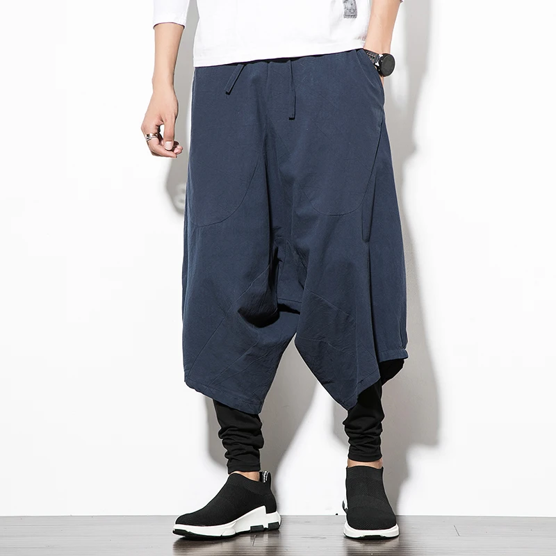 oversize 5xl Japanese cotton linen pants low crotch pants wide leg vintage pants vinatge style men thailand bali holiday pants