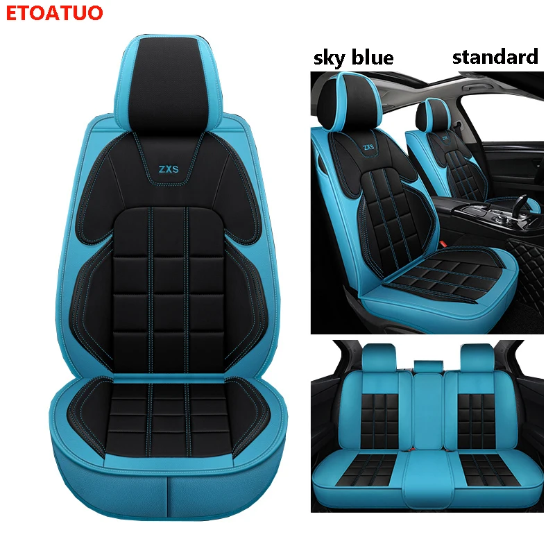 Чехлы для сидений автомобиля из искусственной кожи с полным покрытием для toyota auris toyota avensis t25 t27 toyota camry 40 - Название цвета: Sky blue standard