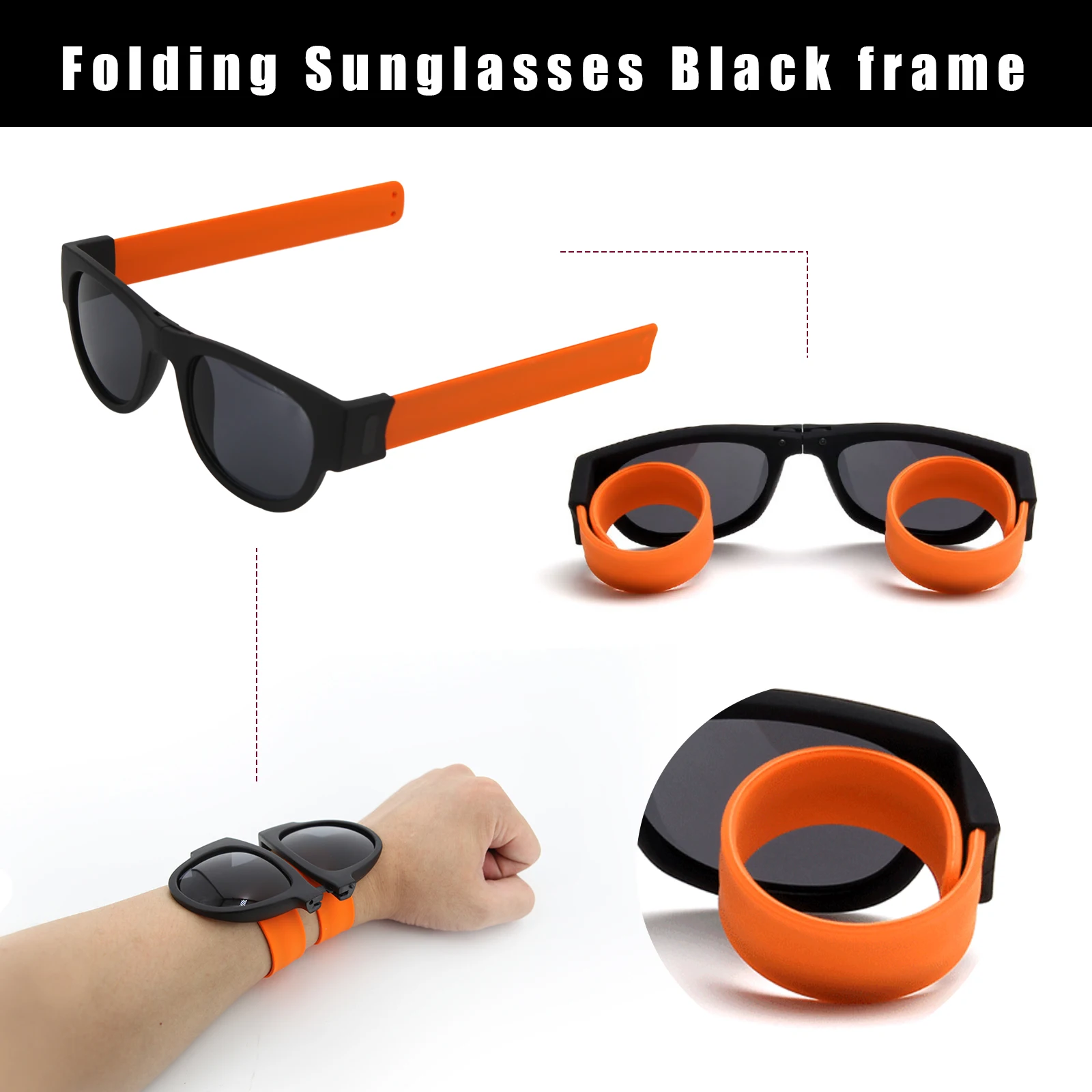 Car Sunglasses Slap Folding Wristband Outdoor Driving Designer Foldablen Roll Vintage Square Trend Slappable Bracelet Men Women