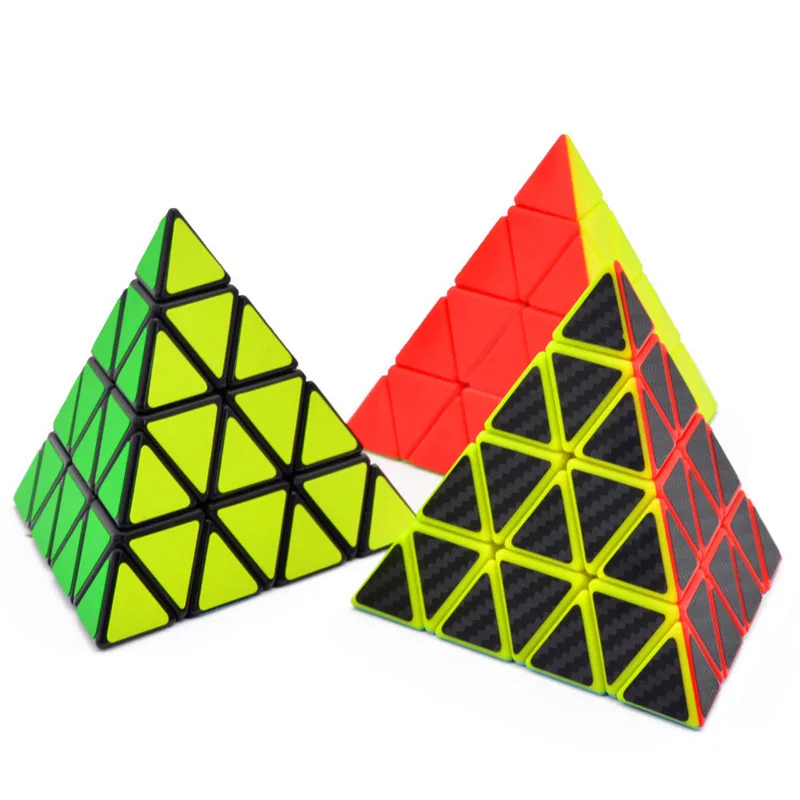 

LeFun Carbon Fibre Black Multi Color 4x4x4 Pyramid Magic Cube Safe ABS plastic Ultra-Smooth 4x4 Speed Puzzle Cube Toys