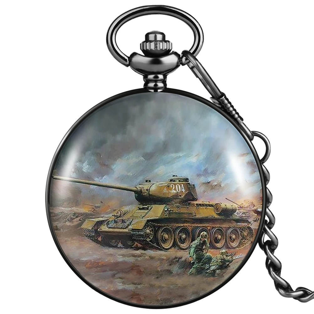 Pocket Watch Pendant-Decorations Flip-Case Thick-Chain Gifts World-War-Ii Boy Dial Quartz