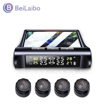 

Smart Car Tire Pressure Tpms Monitoring System Solar Power Digital LCD Display USB Auto Security Alarm 4pcsTire Pressure Sensor
