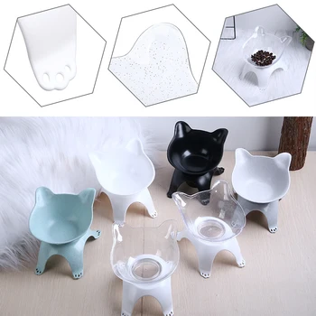 

1pc Plastic Cat Food Bowls Non-slip With Raised Stand Cats Dogs Feeders For Home Supplies 18*15*15cm
