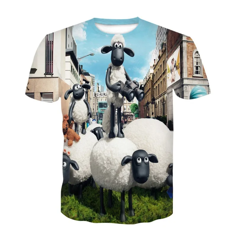 Футболка с забавным 3D принтом ягненка модная повседневная детская одежда