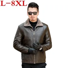 Высокое качество размера плюс 8XL 7XL 6XL 5XL Горячая Зимняя Мужская Новая мода для отдыха Съемная шапка овчина мех одна куртка большой размер(China)