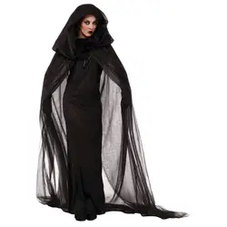 Хэллоуин платье для женщин вампир, зомби Hoddies кружева ужас невесты Черный платье маскарадный костюм ведьмы