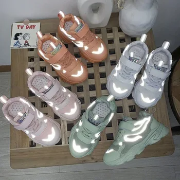 

Autumn New Children Bright Light Shoes Girls Sports Breathable Sneaker Boys Rubber Bottom Casual Travel Shoes