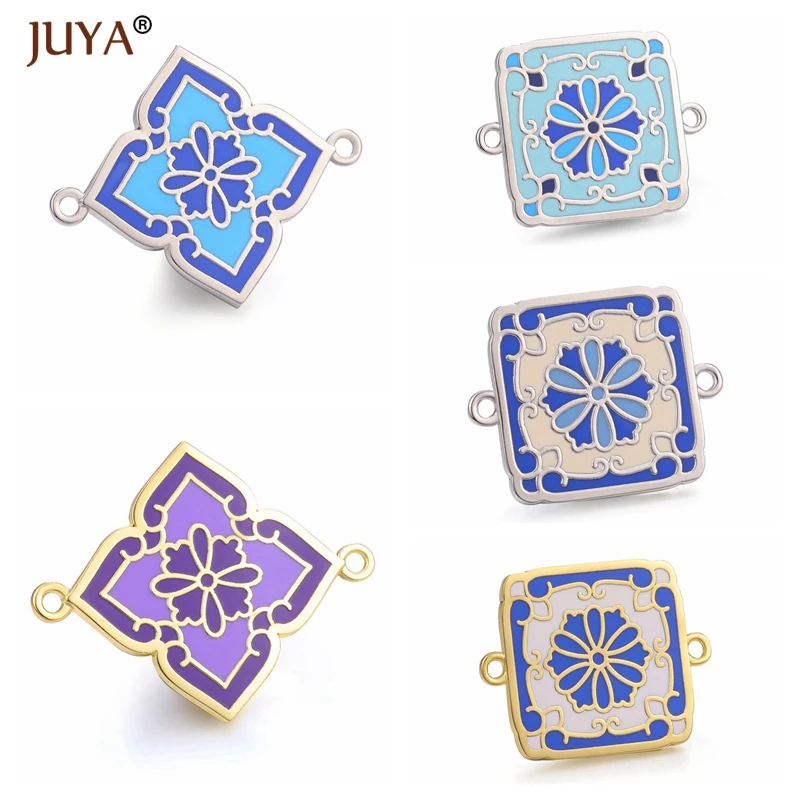 Juya Новые Подвески квадратной формы с цветной эмалью для изготовления ювелирных