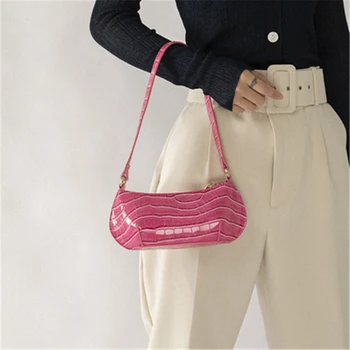 

New 2020 summer popular niche designer carries handbag prints under arm Candy Colored Crocodile women bags