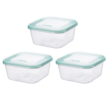 

3pcs/pack Clear Bento Box Stackable Fruit Keep Fresh With Lid Kitchen Square Home Refrigerator Food Storage Container Sealed