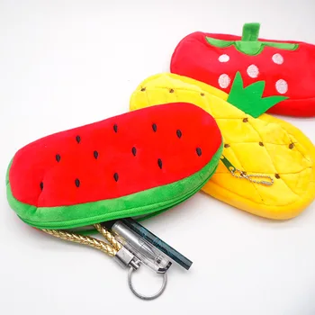

Colorful Plush Fruit Pencil Case Stationery Bag Watermelon Strawberry Pineapple Pencial Bags Student Gift School Office Supplies