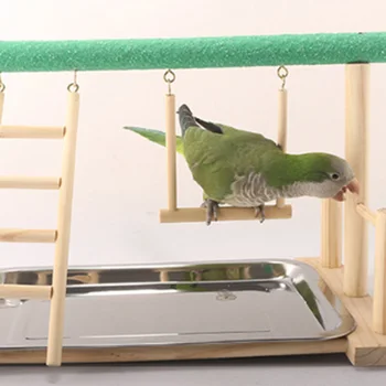 

Gym Training Stand With Tray Pet Supplies Wood Pet Bird Frame Station Play Stand Parrots Playground 23*38*23cm