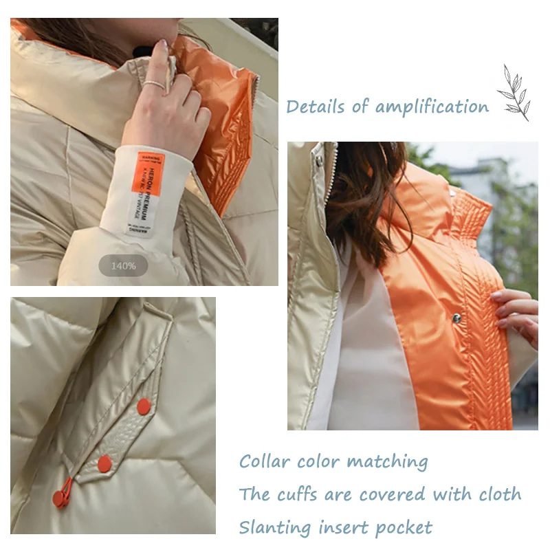 Women's Winter Jacket Parka Warm Silk Cotton Overcoat Woman Stand-Up Collar Down Cotton Casual Jacket Korean Loose Warm Coat